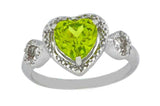 2ct Engagement Ring Heart Cut Green Peridot Halo Solitaire 14k White Gold Finish