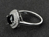 2.5ct Round Cut Black Diamond Engagement Ring 14k White Gold Finish Double Halo