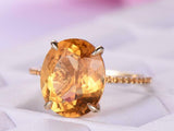 5ct Oval Yellow Citrine Engagement Ring Accents Solitaire 14k Yellow Gold Finish