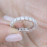 1.5ct Round Cut Moissanite Full Eternity Wedding Band 14k White Gold Plated