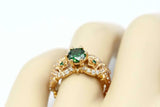 2ct Round Cut Green Emerald Antique Celtic Star Design Ring 14k Yellow Gold Over