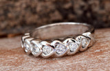 Half Eternity Heart Wedding Ring Band 1.2ct Round Cut Diamond 14k WhiteGold Over