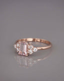 2Ct Emerald Cut Morganite Engagement Ring 14K Rose Gold Finish Diamond Accents