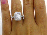 2.5Ct Emerald Cut Diamond Halo Solitaire Engagement Ring 18K White Gold Finish