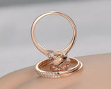 2.5ct Round Cut Peach Morganite Trio Set Engagement Ring 14k Rose Gold Finish