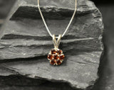 1.6ct Red Garnet Pendant Round Cut Cluster 14k White Gold Finish NO CHAIN