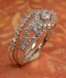 4Ct Round Cut Diamond Bridal Set Accent Halo Ring Band 14K White Gold Finish