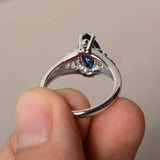 0.5ct Marquise Cut Blue Sapphire Filigree Engagement Ring 14k White Gold Finish