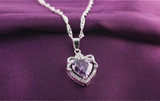 1.2ct Heart Cut Purple Amethyst Pendant Unique 14k White Gold Finish NO CHAIN