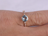 1.5ct Round Cut Blue Aquamarine Engagement Ring Diamond Accent 14k RoseGold Over