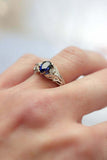 1ct Pear Cut Blue Sapphire Engagement Ring Petal Leaf Trilogy 14k WhiteGold Over