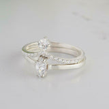 1.5ct Marquise Cut Diamond Engagement Ring Curved Bridal Set 14k White Gold Over