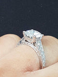 3Ct Round Cut Diamond Vintage Solitaire Engagement Ring 14K White Gold Finish