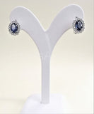 2ct Oval Cut Simulated Blue Tanzanite Halo Stud Earrings 14k White Gold Plated