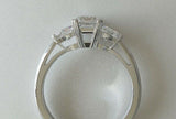 2ct Emerald Cut Diamond Trilogy Engagement Ring 14k White Gold Over Heart Accent