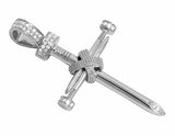 0.5ct Round Cut VVS1D Diamond Pendant Nail Cross 14k White Gold Finish NO CHAIN