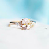 2.7ct Oval Cut Peach Morganite Engagement Ring Diamond Accents 14k RoseGold Over