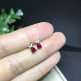 1ct Pear Cut Pink Ruby Leaf Petal Minimalist Stud Earrings 14k White Gold Finish