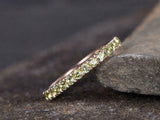 2ct Wedding Ring Band Round Cut Green Peridot Full Eternity 14k Rose Gold Finish