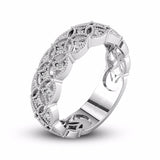 1Ct Round Cut Diamond Milgrain Filigree Vintage Wedding Band 14K White Gold Over