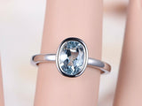 1ct Oval Cut Blue Aquamarine Solitaire Engagement Ring 14k White Gold Finish