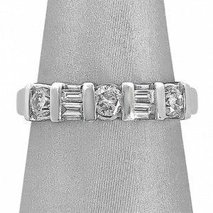 2Ct Round Baguette Cut Diamond Stylish Wedding Band Ring 14K White Gold Finish