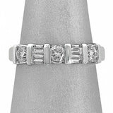 2Ct Round Baguette Cut Diamond Stylish Wedding Band Ring 14K White Gold Finish