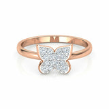 1.2ct Engagement Ring Round Cut Diamond Butterfly Cluster 14k Rose Gold Finish