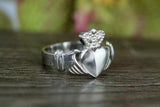 Claddagh Design Love Womens Irish Wedding Engagement Ring 14k White Gold Finish