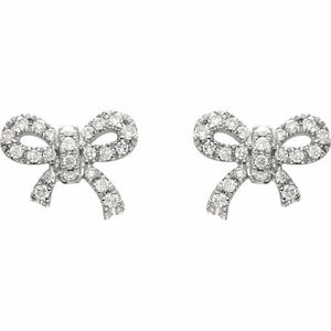 0.5ct Round Cut VVS1 Diamond Bow Knot Stud Earrings Women 14k White Gold Finish