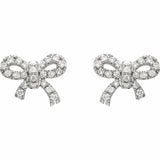 0.5ct Round Cut VVS1 Diamond Bow Knot Stud Earrings Women 14k White Gold Finish