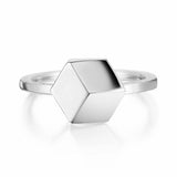 Cube Statement Design Engagement Ring 14k White Gold Finish