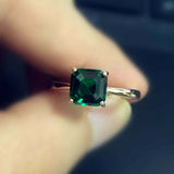 1.2ct Asscher Cut Green Emerald Engagement Ring Solitaire 14k Yellow Gold Finish