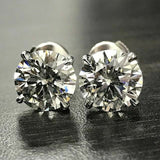 2Ct Round Cut Diamond Classical Solitaire Stud Earrings 14K White Gold Finish