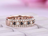 2ct Round Cut Diamond Wedding Band Half Eternity Stackable 14k Rose Gold Finish