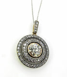 5Ct Round Cut Diamond Dual Halo Vintage Pendant with Chain 14K White Gold Finish