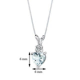 1Ct Heart Cut Blue Aquamarine Diamond Love Pendant 14K White Gold Over NO CHAIN