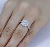 1.6ct Round Cut VVS1D Diamond Accents Halo Engagement Ring 14k White Gold Finish