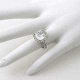 4.3ct Cushion Cut Diamond Engagement Ring Halo Statement 14k White Gold Finish