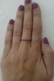 2ct Round Blue Sapphire Wedding Band Single Prong Stackable 14k Yellow Gold Over