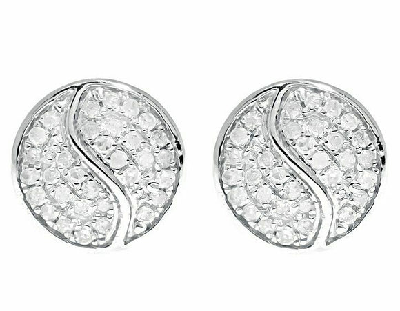 0.25ct Round Cut VVS1D Diamond Yin Yang Stud Earrings Women 14k WhiteGold Finish