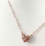 1ct Heart Simulated Peach Morganite Solitaire Pendant Chain 14k Rose Gold Plated