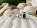 1.5ct Engagement Ring Oval Cut Blue Sapphire Split Shank 14k White Gold Finish