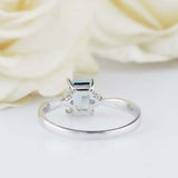 2ct Emerald Cut Blue Aquamarine Engagement Ring Solitaire 14k White Gold Finish