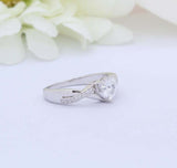 1.5ct Heart Cut Diamond Engagement Ring Twist Split Shank 14k White Gold Finish