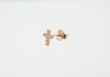 1Ct Round Cut Diamond Jesus Cross Shape Stud Earrings 14K Rose Gold Finish