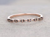 0.6ct Round Black Diamond Minimalist Stackable Wedding Band 14k Rose Gold Finish