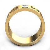 0.1ct Princess Cut Custom Alphabet Mens Wedding Ring 14k Yellow Gold Finish