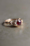 1ct Round Cut Pink Ruby Engagement Ring Leaf Vine Solitaire 14k Yellow Gold Over