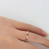 1ct Round Cut Pink Ruby Wedding Band Bezel Set Full Eternity 14k RoseGold Finish